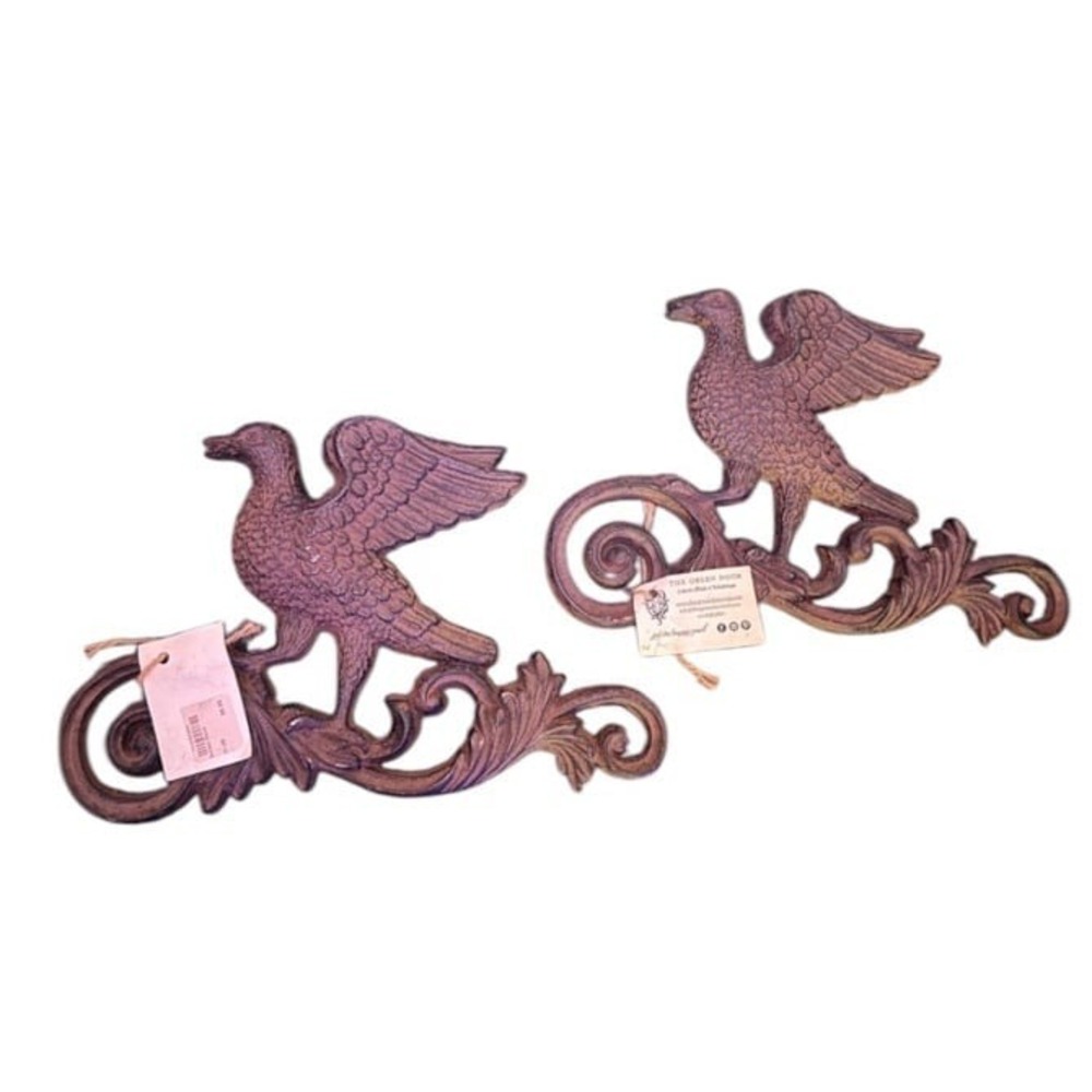 Vintage Antique Cast Iron Phoenix Birds House Decoration Pair of 2 Brand New Tag